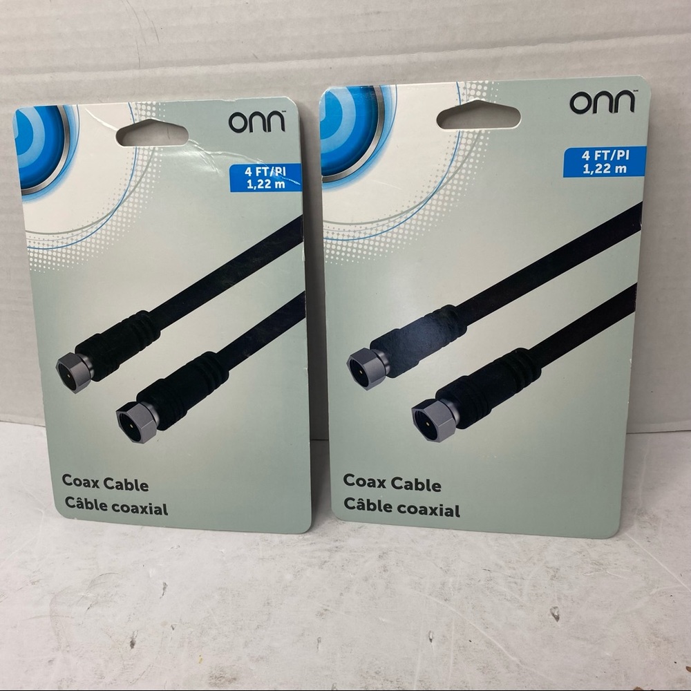 ONN Coax Cable 4 FT x 2 Packages